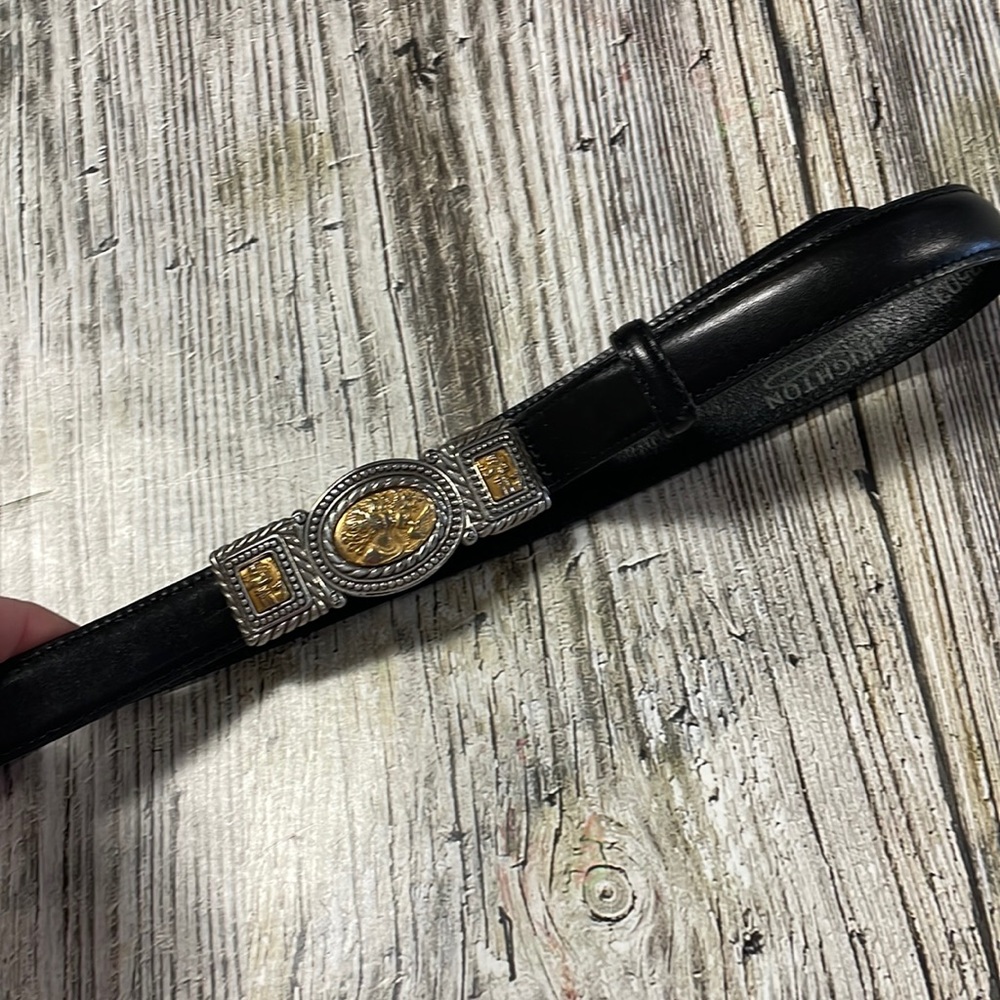 Brighton black leather gold art nouveau belt S
